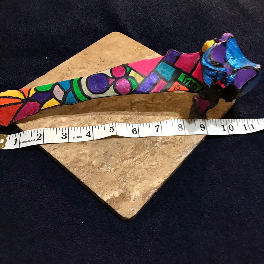 Hand painted rib cow bone